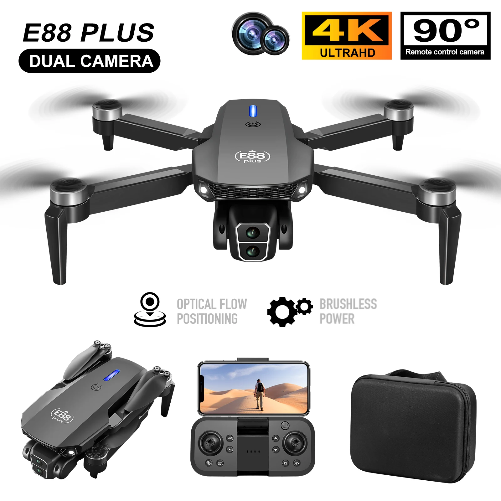 Drone Camera Hd - Nuevo Dron cuadricóptero E88 Plus: 90