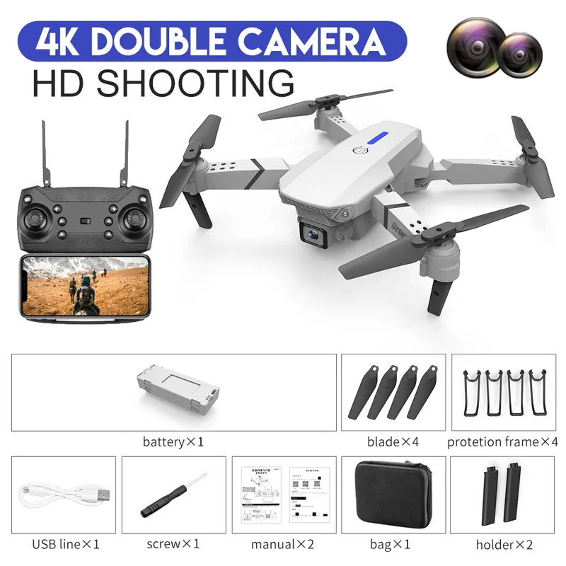 Dron plegable inteligente E88  - Drone Camera Mount reseña y precio